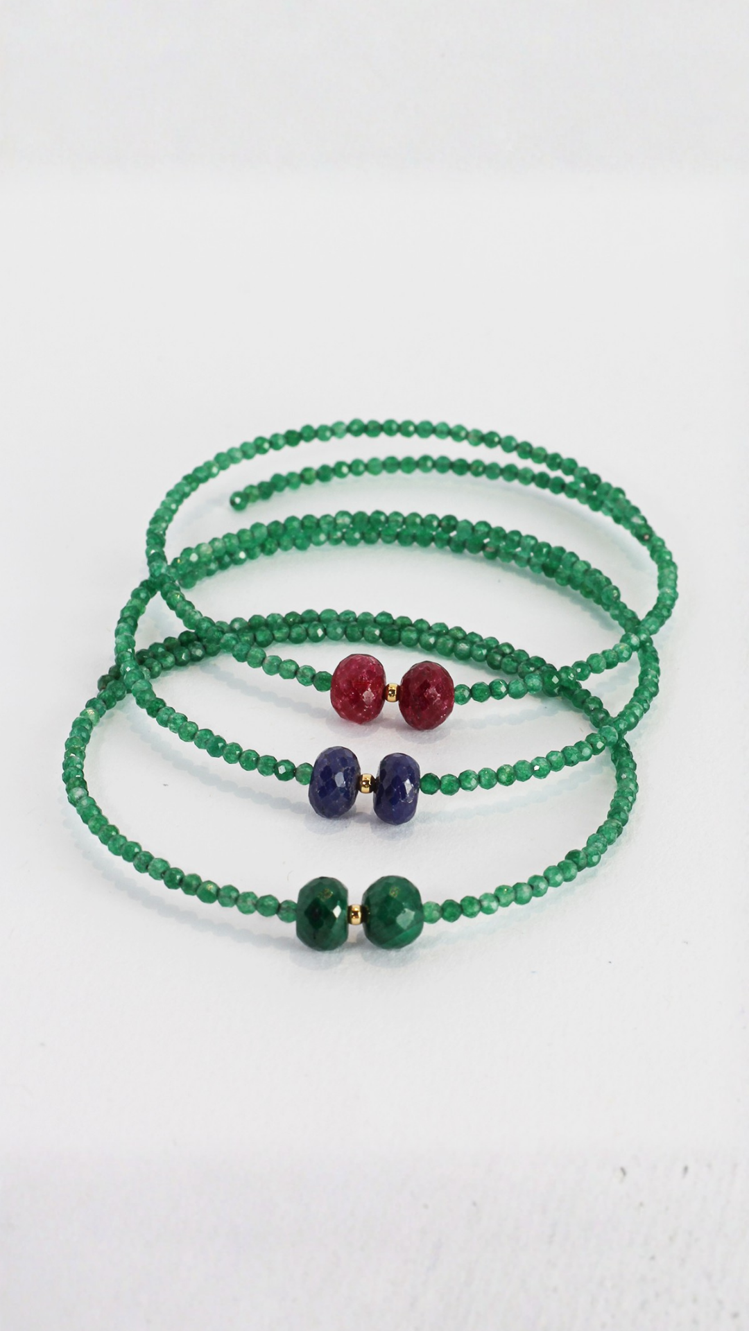 Pulseira Viver Jade Verde Safiras