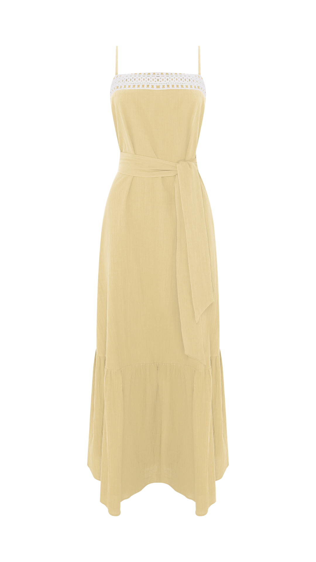 Vestido Decote Renda Harmonia Manteiga