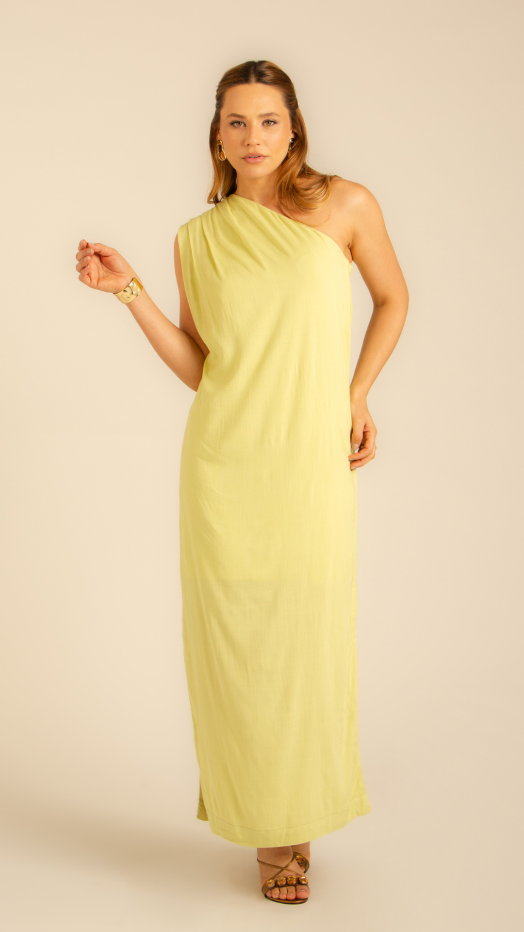 Vestido Pregas Virtude Lima
