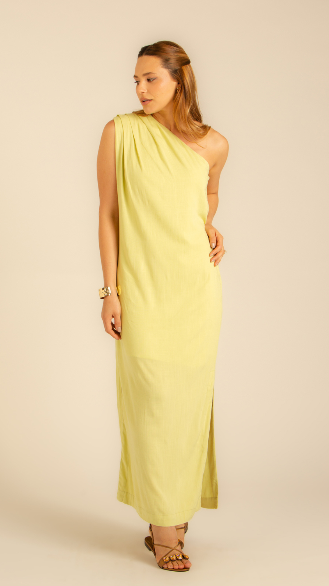 Vestido Pregas Virtude Lima