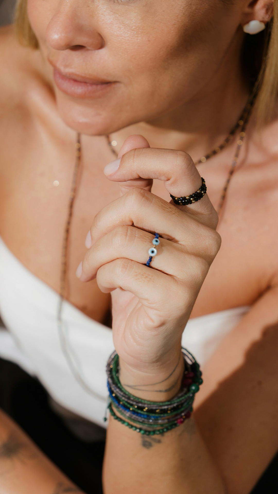 Anel Sorrir Espinelio Negro