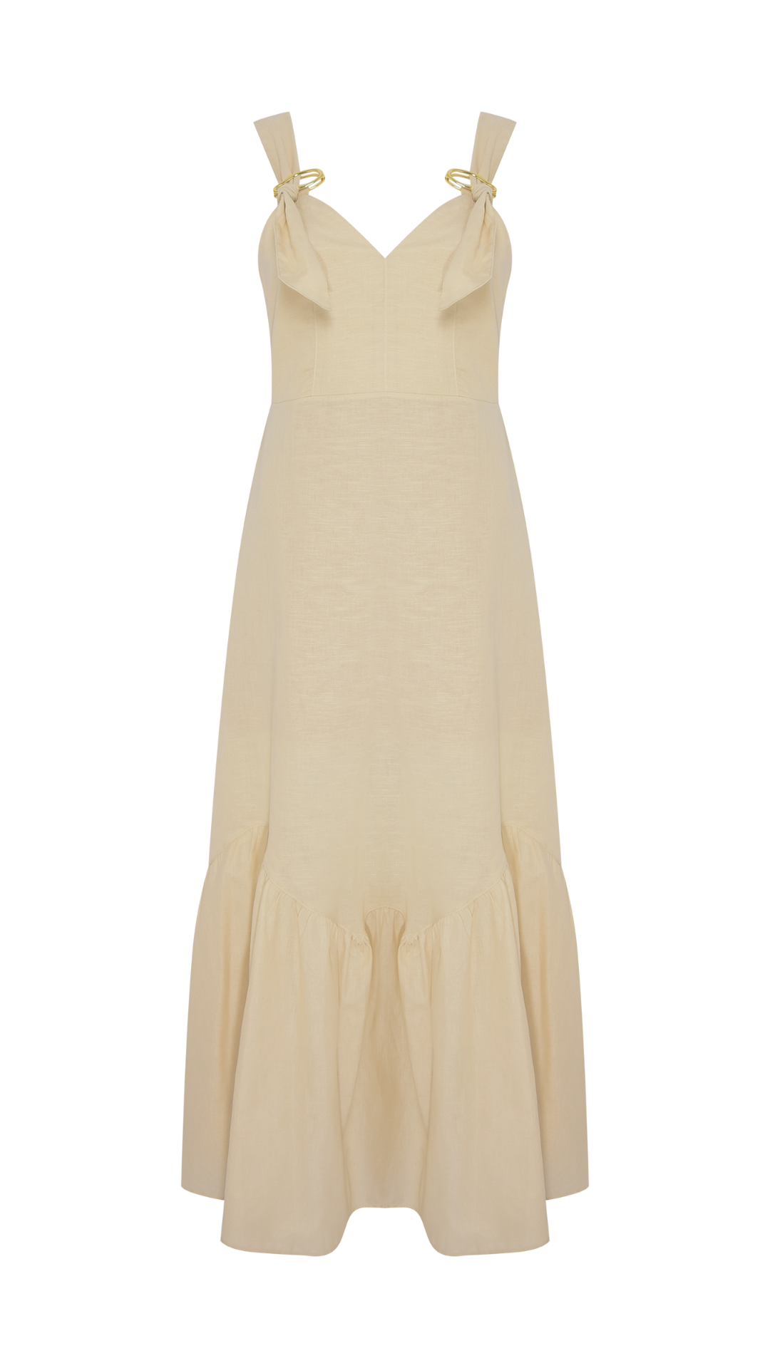 Vestido Fivelas Plenitude Areia