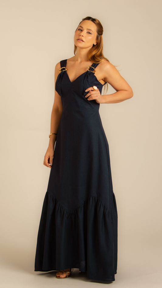 Vestido Fivelas Plenitude Marinho